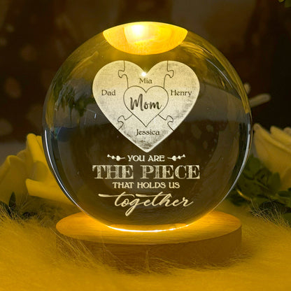 Mom Puzzle Piece - Personalized Crystal Ball Night Light