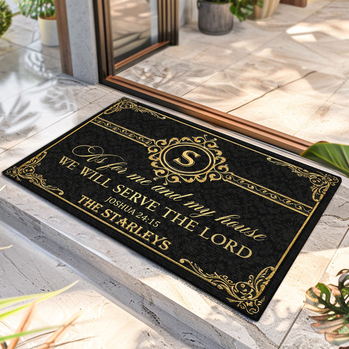 As For Me And My House We Will Serve The Lord - Personalized Doormat