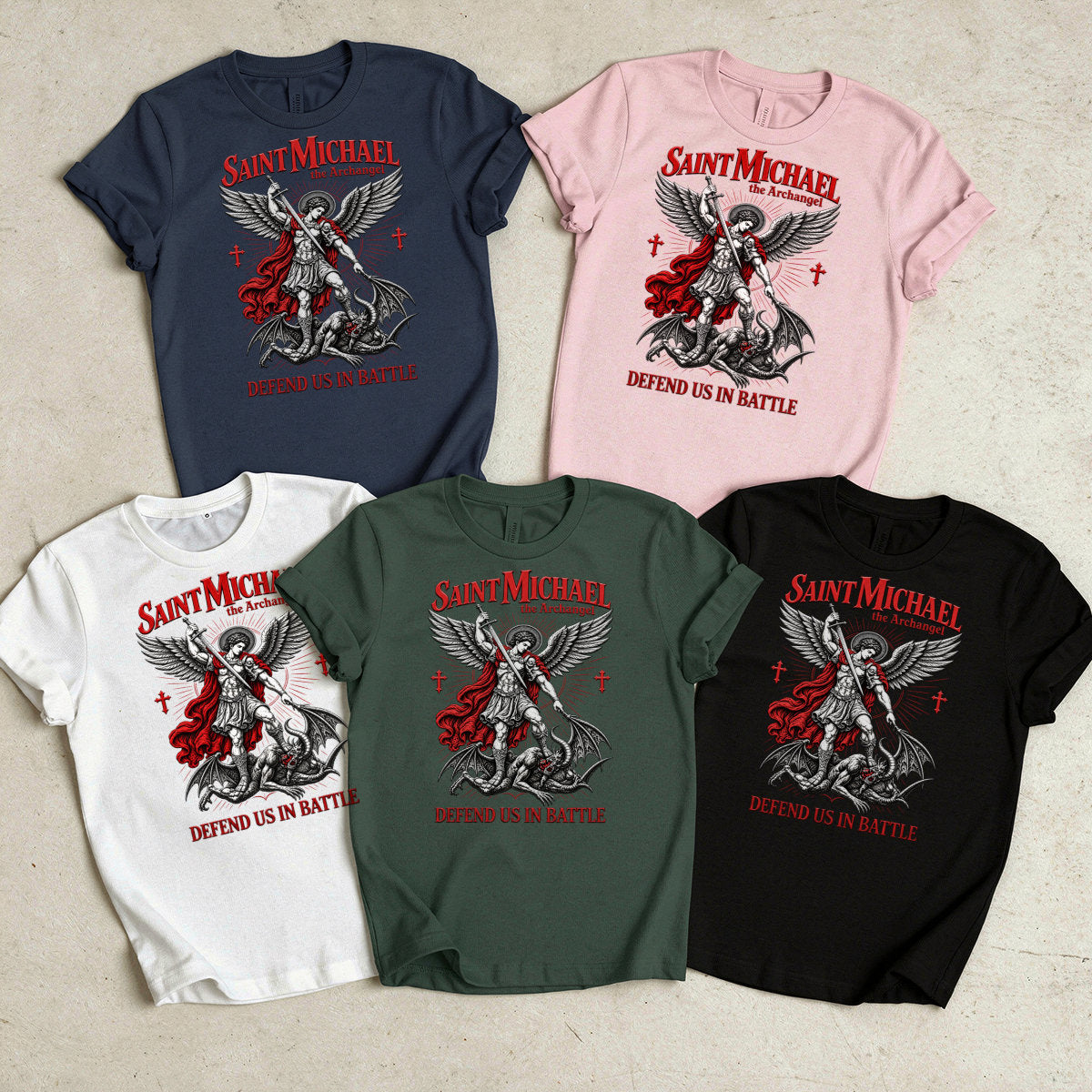 Saint Michael The Archangel Defend Us In Battle -  2D Unisex T-shirt