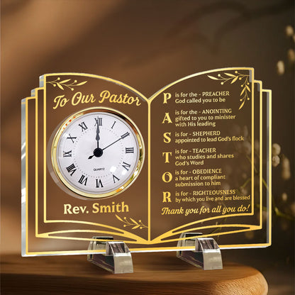 Thank You Pastor - Personalized Acrylic Desk Clock
