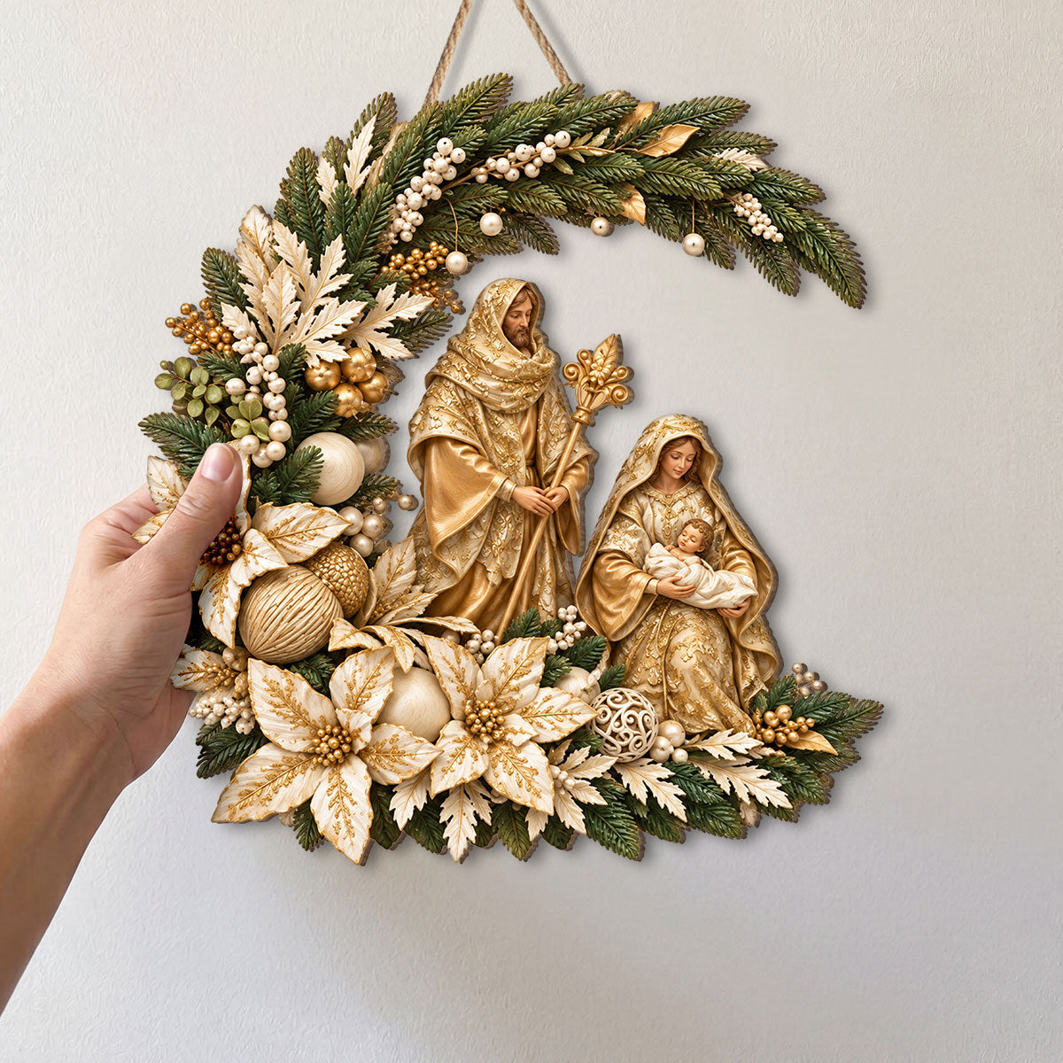 Holy Family Christmas Blessings -  Wooden Door Sign