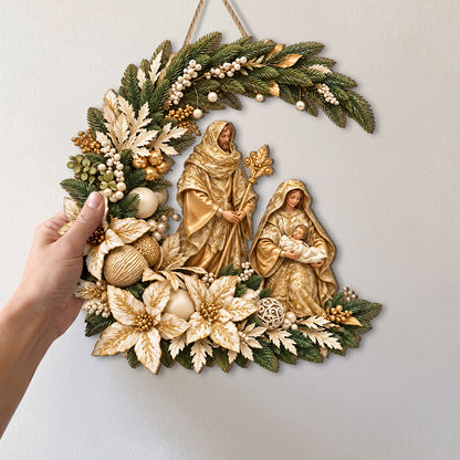 Holy Family Christmas Blessings -  Wooden Door Sign