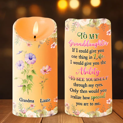 My Granddaughter Are Special To Me Birth Flower - Personalized Flameless LED Candle