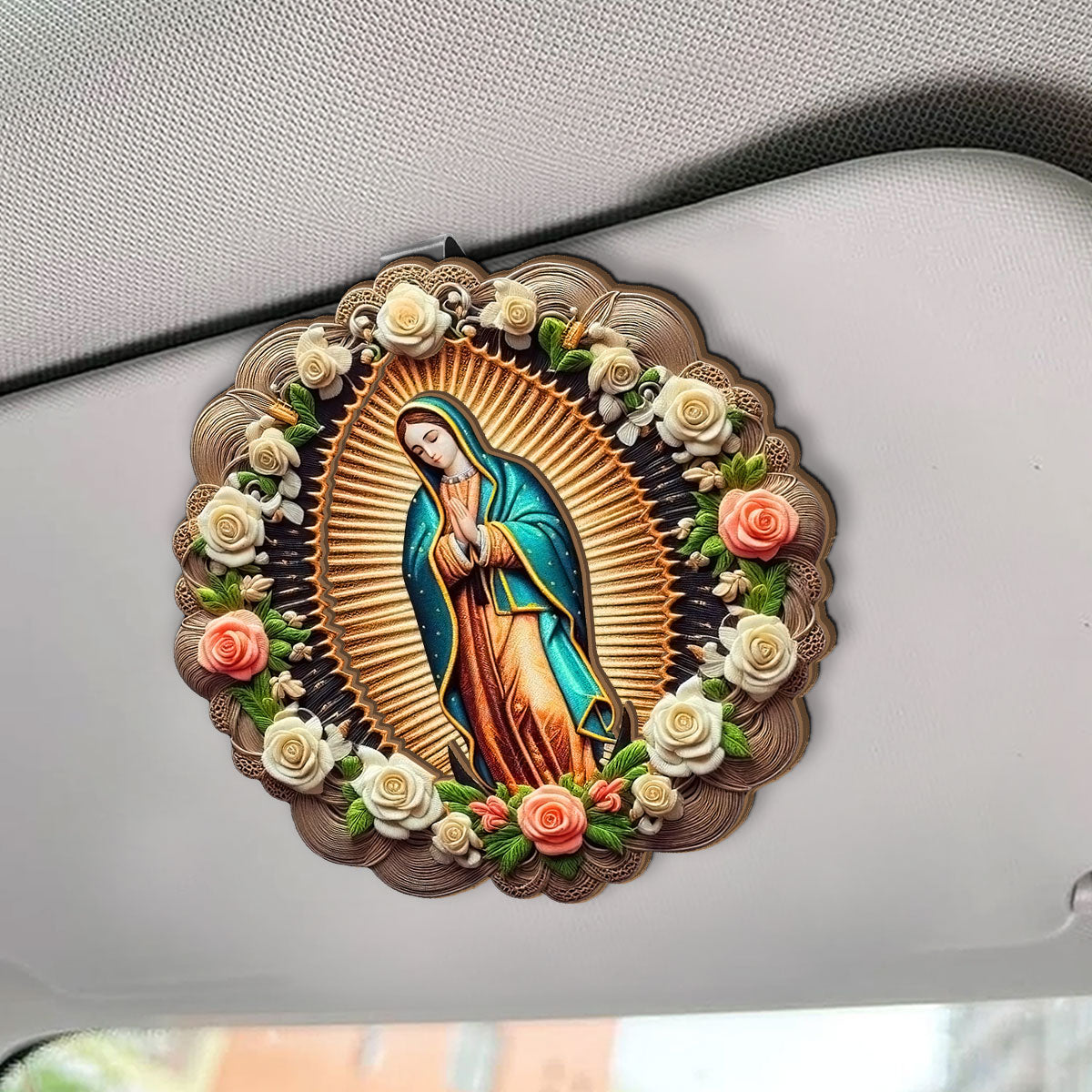 The Virgin Mary Retro Style - Car Visor Clip