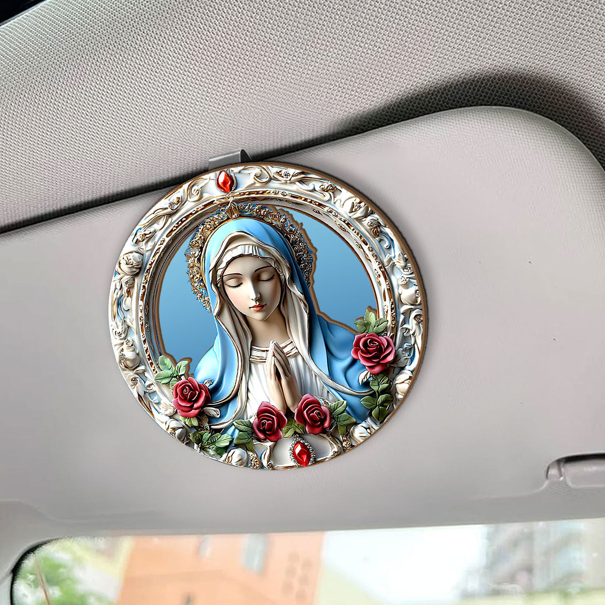 Sacred Heart Virgin Mary - Personalized Car Visor Clip