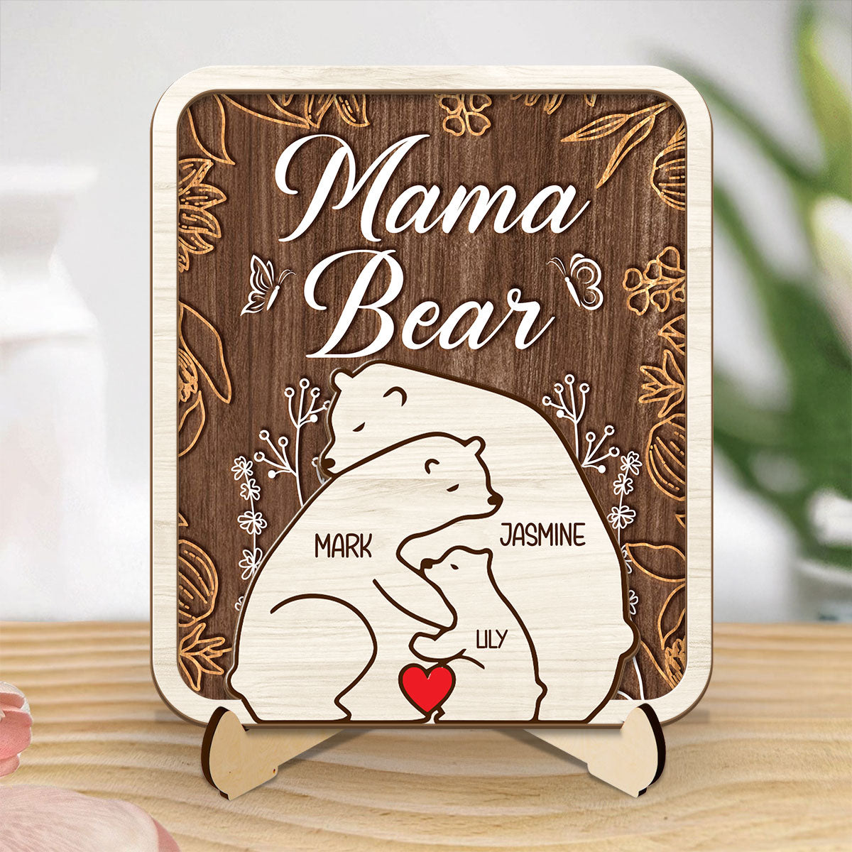 Grandma Bear Hugs - Personalized 2-Layered Wooden Plaque