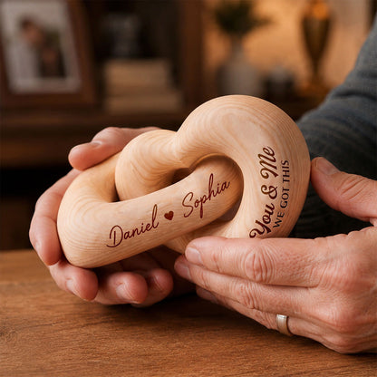 You & Me We Got This - Personalized Interlocking Wooden Hearts