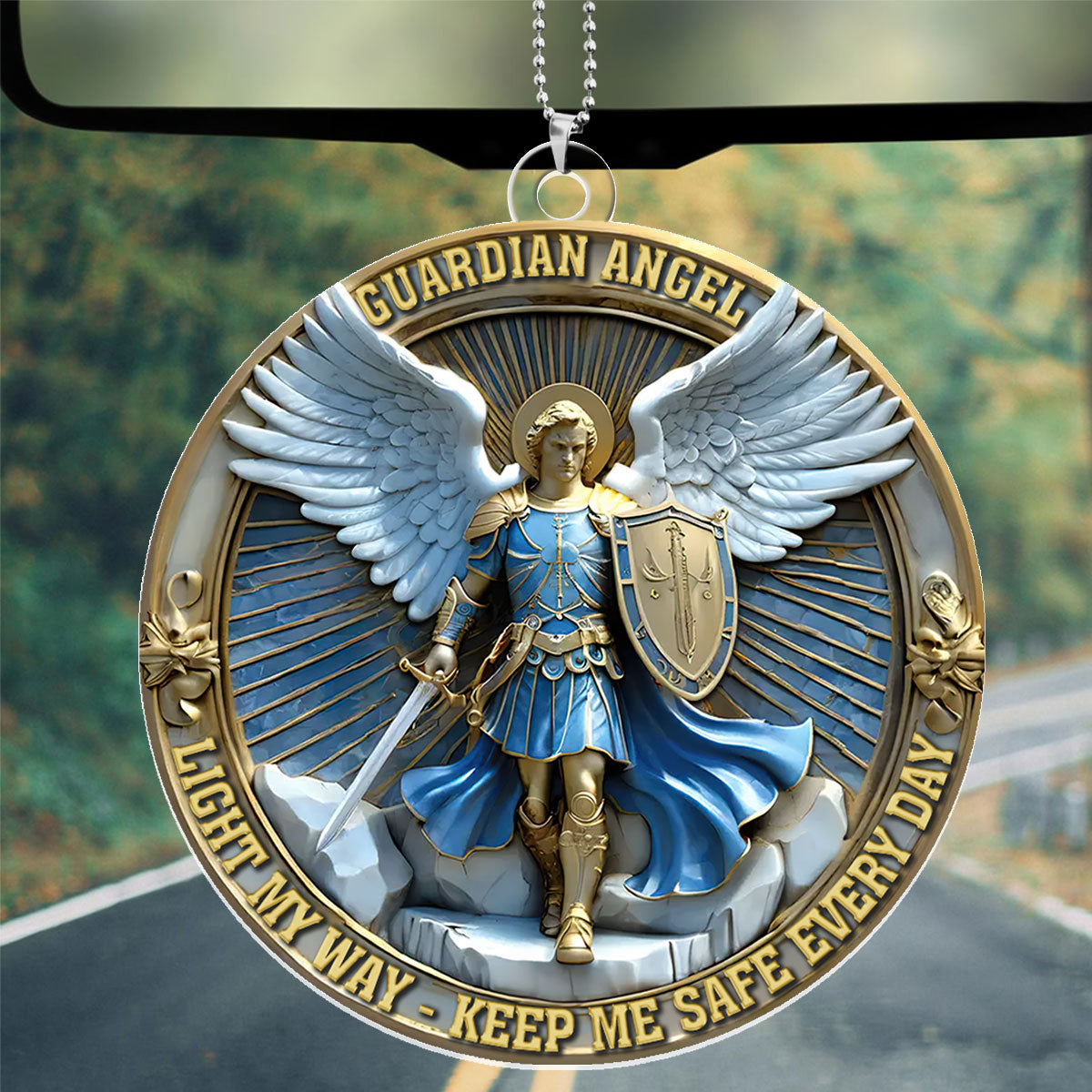 Light My Way Guardian Angel - 1-Side Car Acrylic Hanging Ornament