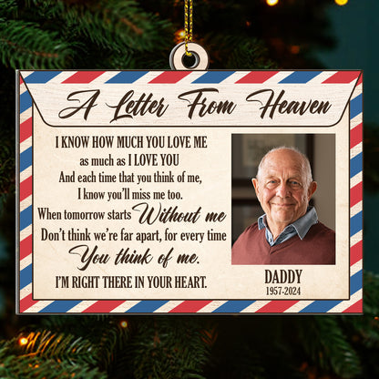 A Letter From Heaven - Personalized Memorial 1-Side Acrylic Ornament