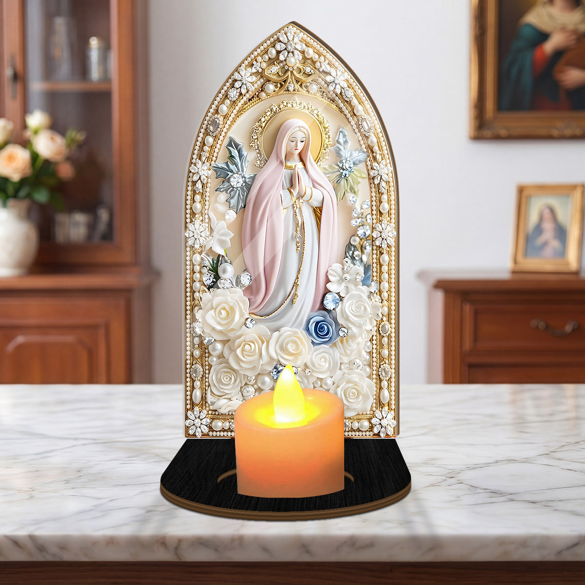 Blessed Mary Prayer Gift - Personalized Candle Holder