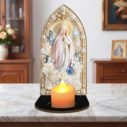 Blessed Mary Prayer Gift - Personalized Candle Holder