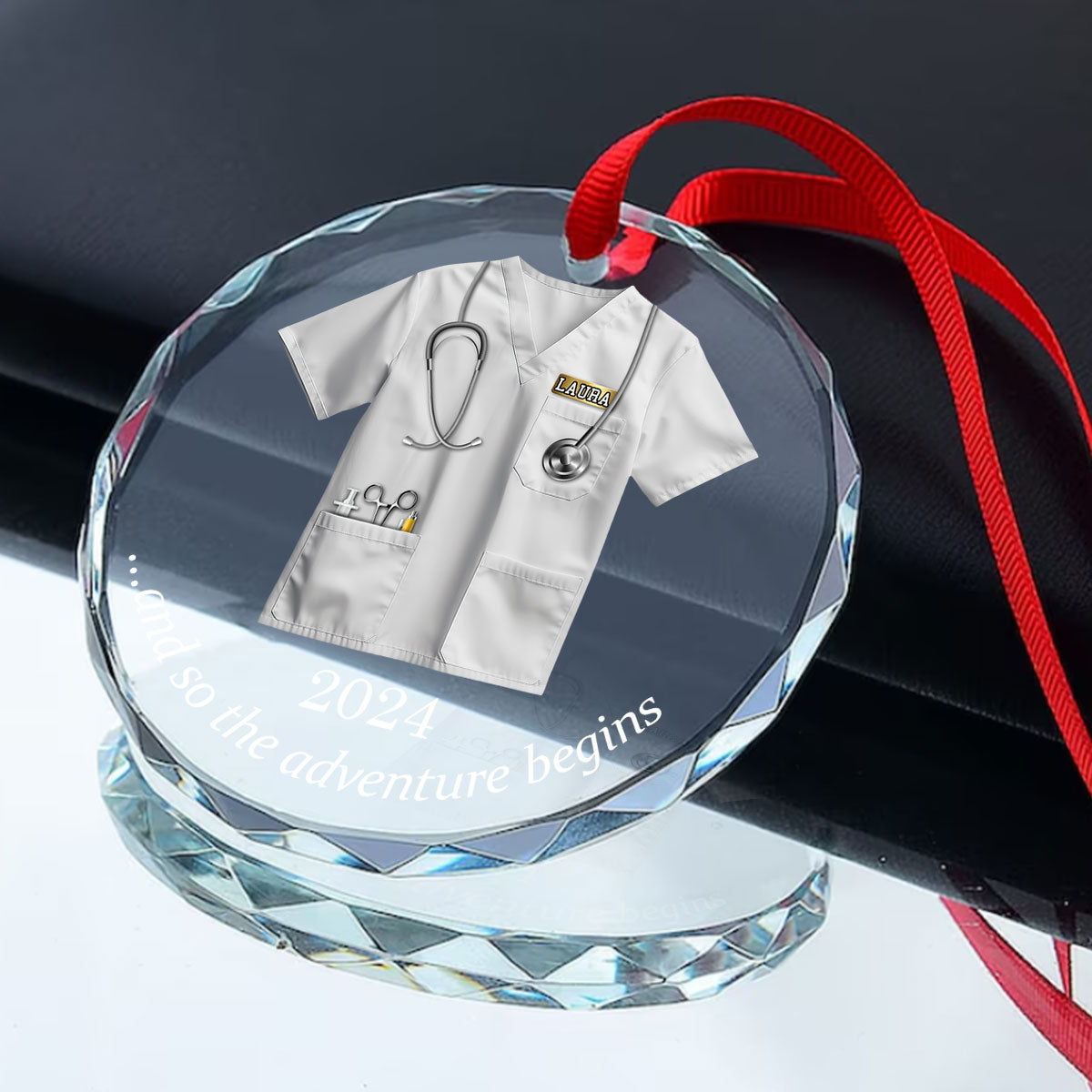 So The Adventure Begins Nurse's First Christmas - Personalized Custom Glass Ornament FCURGOPLEHA2588M