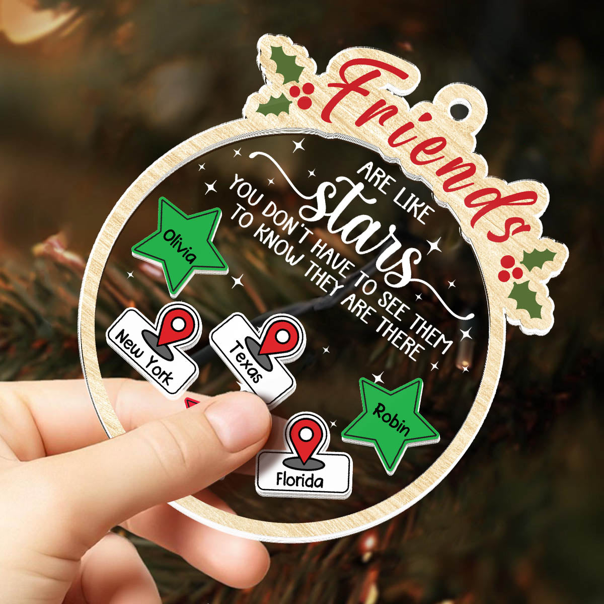 Besties Are Like Stars - Personalized 3 Layered Christmas Shaker Ornament