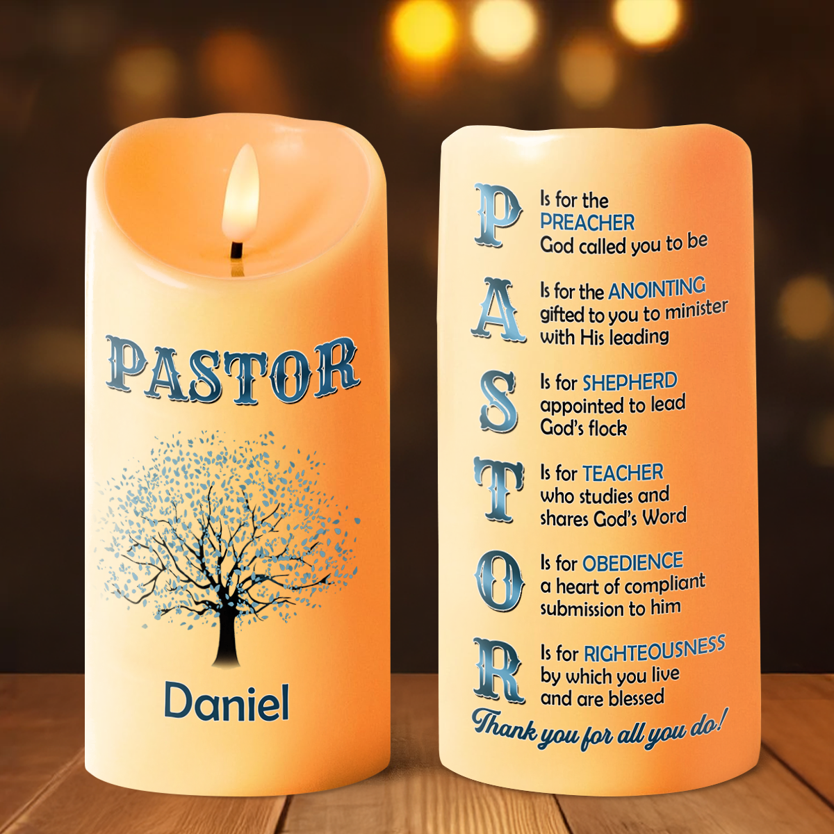 Prayer For Pastors - Personalized Flameless LED Candle