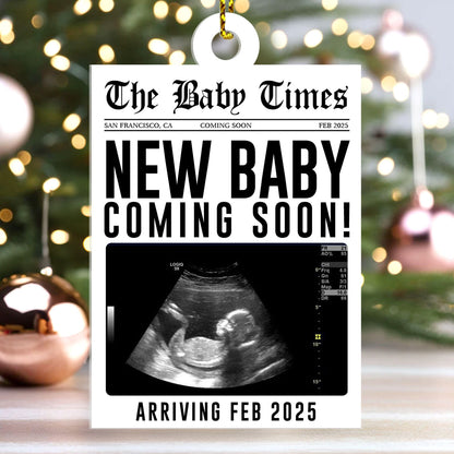 New Baby Announcement Newspaper - Personalized 1-Side Acrylic Ornament