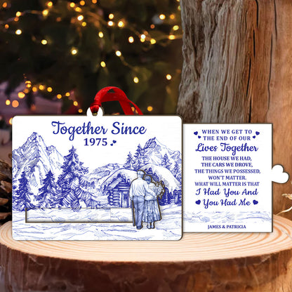 A Love Story - Personalized Wooden Slider Ornament