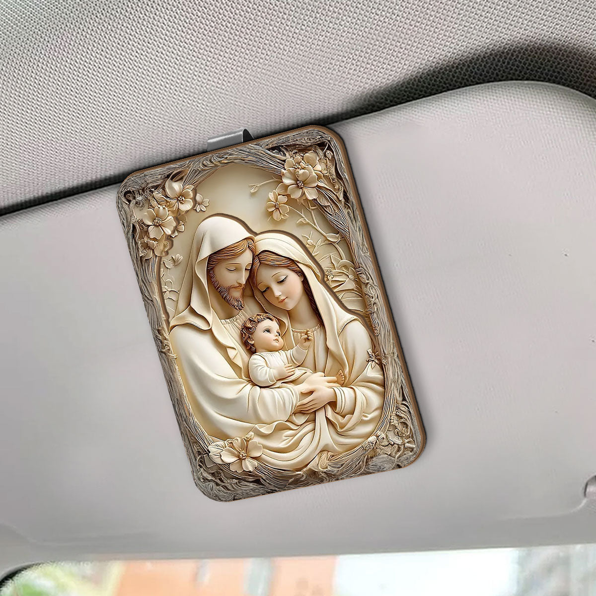 Vintage Inspired Holy Family - Car Visor Clip