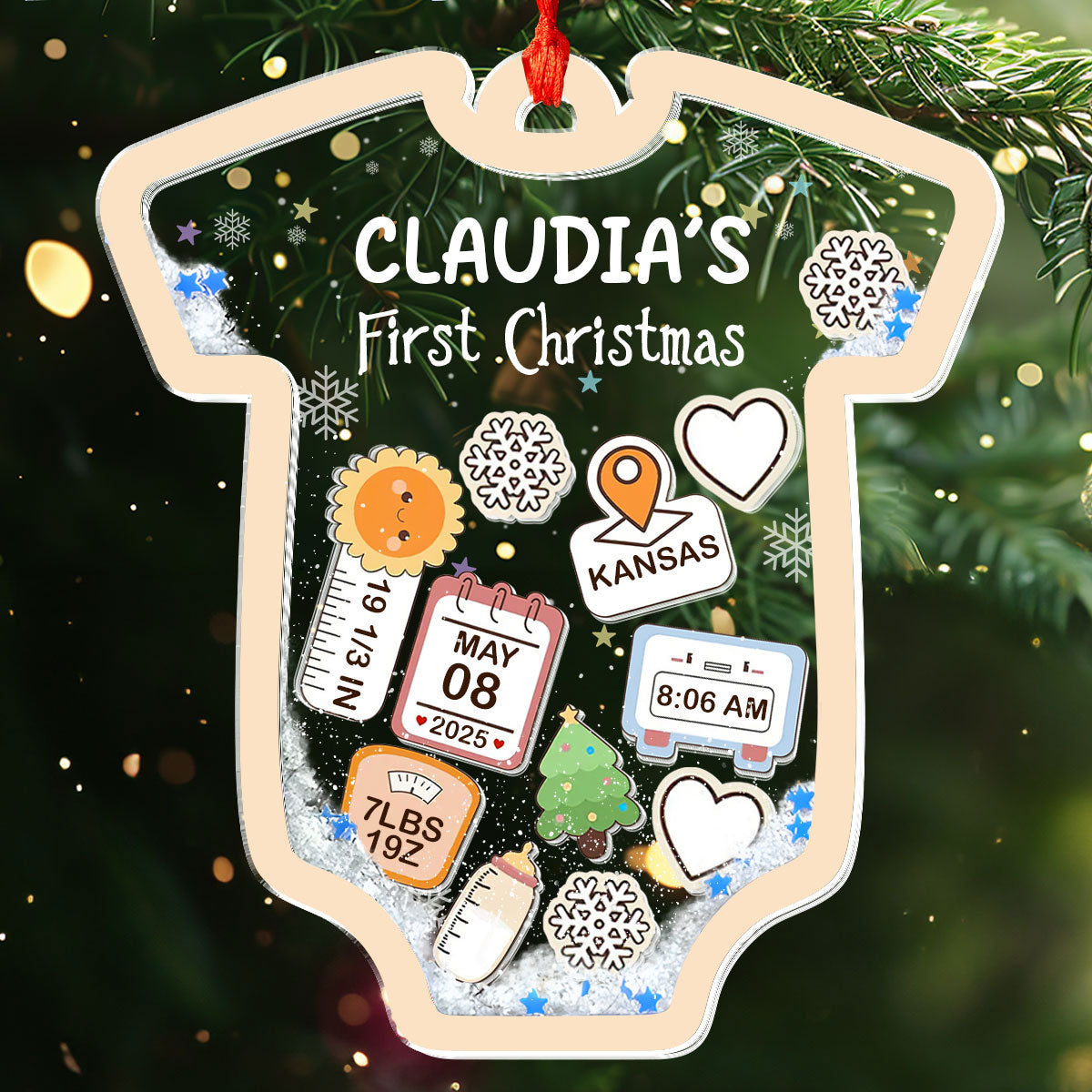 Baby 1st Christmas - Personalized 3 Layered Christmas Shaker Ornament FCCSOLEHA2160L