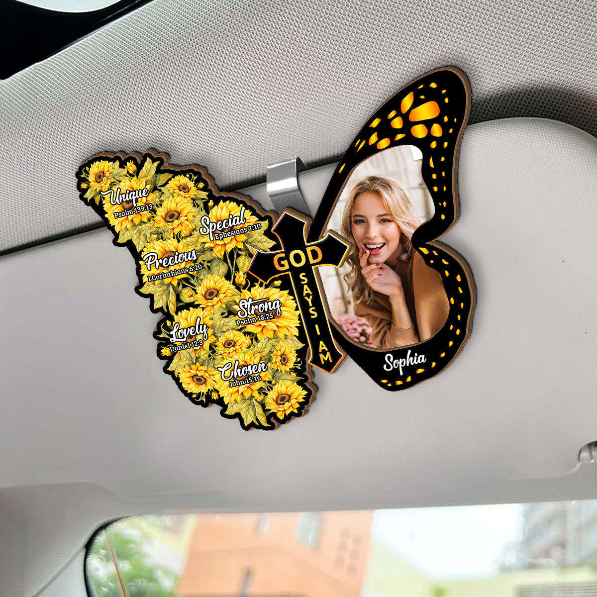 God Says I Am - Personalized Car Visor Clip FCCVCLETN2139L