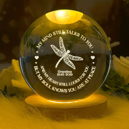 Dragonfly My Mind My Heart My Soul - Personalized Crystal Ball Night Light