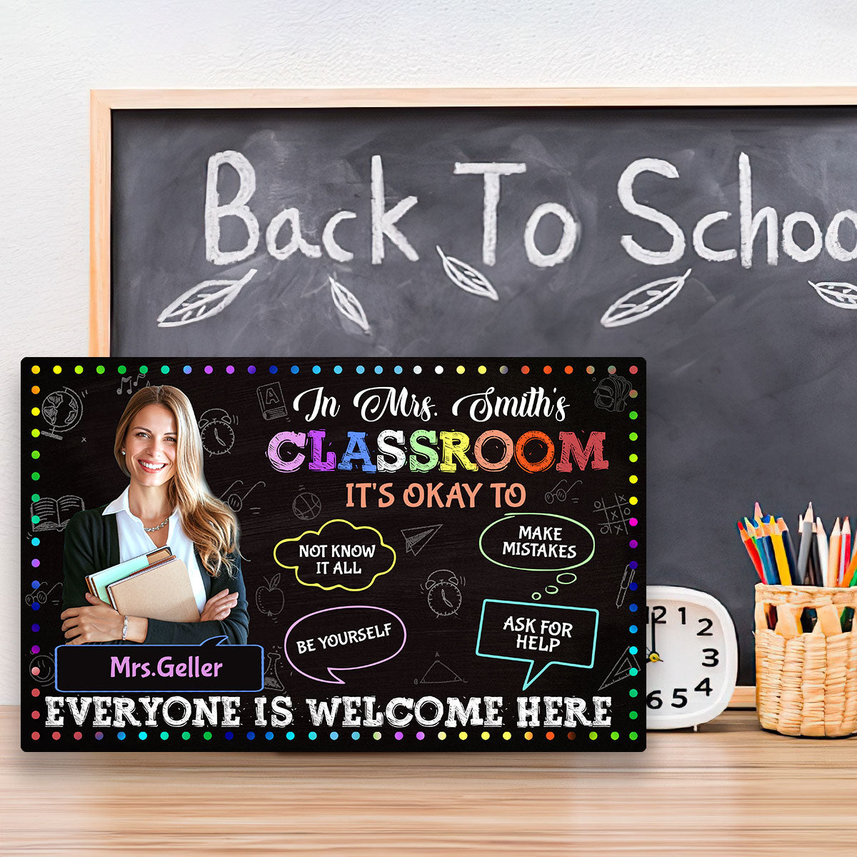 Everyone Is Welcome Here - Personalized Wooden Sign