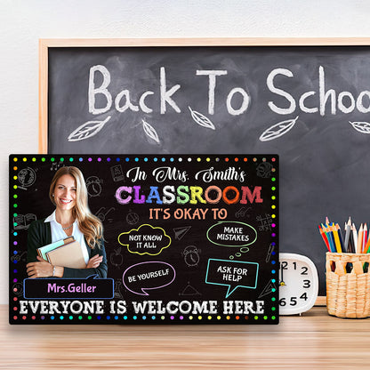 Everyone Is Welcome Here - Personalized Wooden Sign