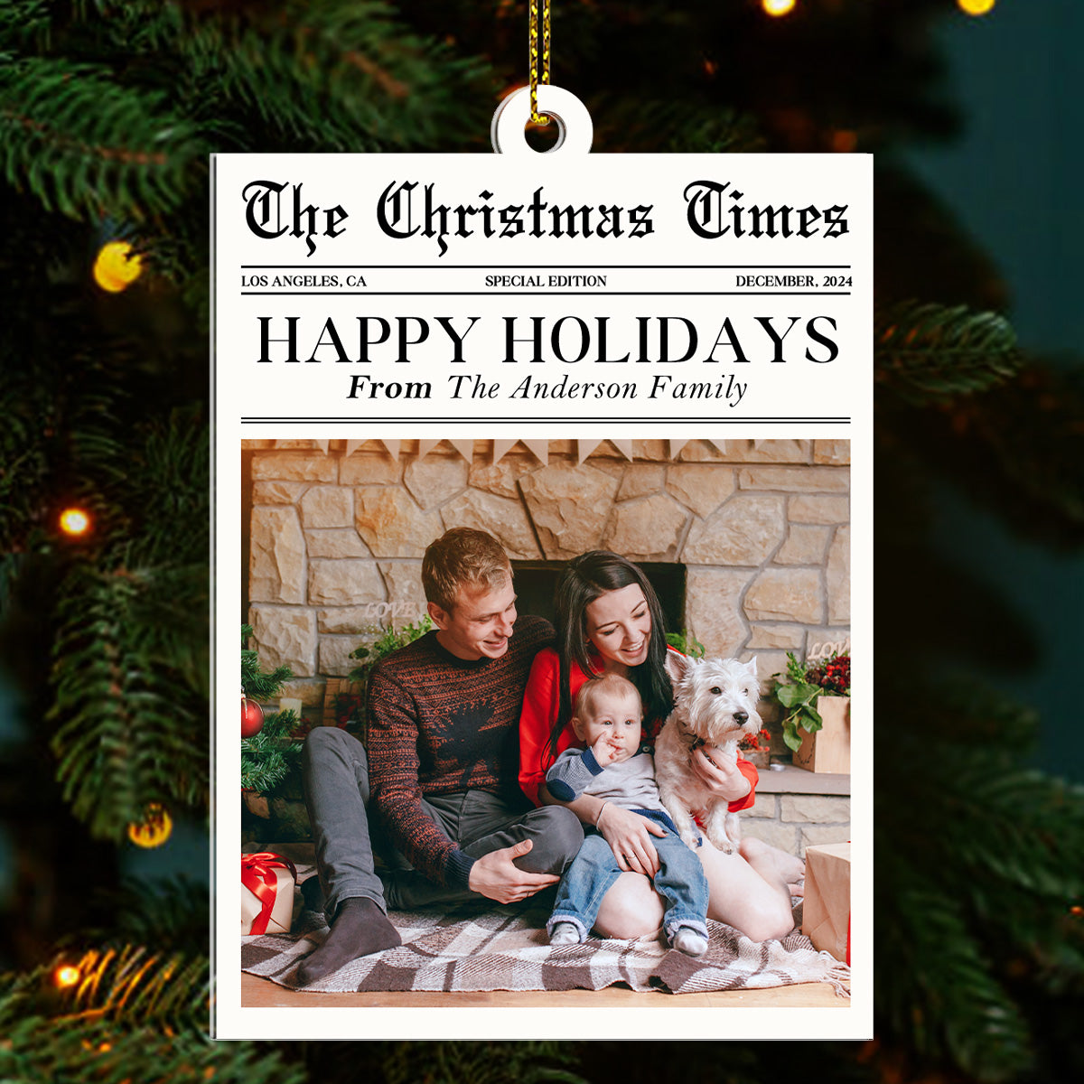 The Christmas Time Family Newspaper - Personalized 1-Side Acrylic Ornament