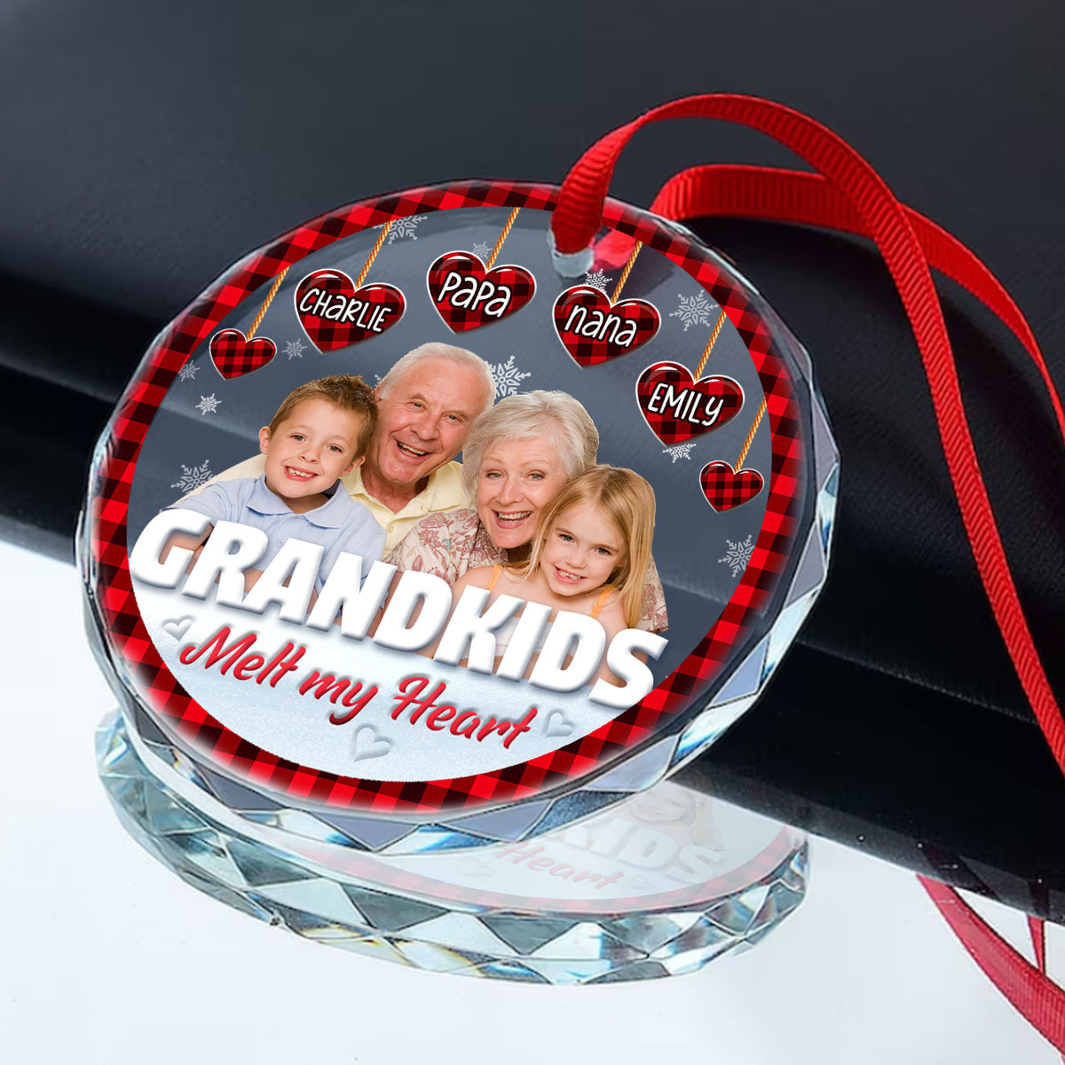 Grandkids Melt My Heart - Personalized Custom Glass Ornament FCURGOPLEHA2718M