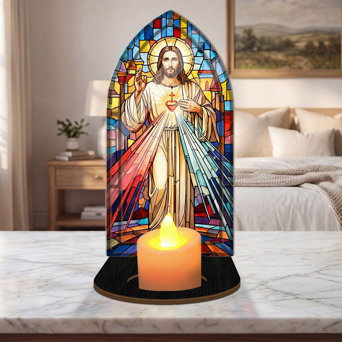 Divine Mercy Eternal Love Light - Personalized Candle Holder