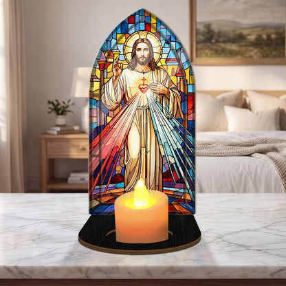Divine Mercy Eternal Love Light - Personalized Candle Holder