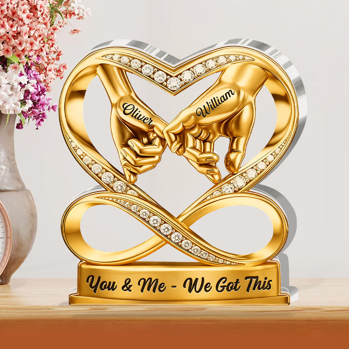 Linked By Love - Personalized Custom Shaped Squared Acrylic Plaque