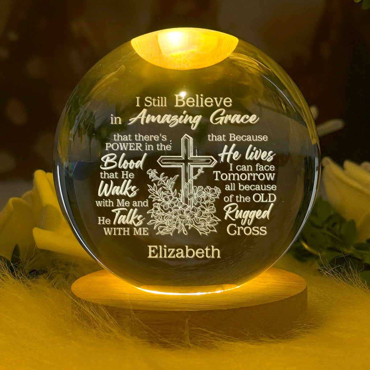 Amazing Grace - Personalized Crystal Ball Night Light