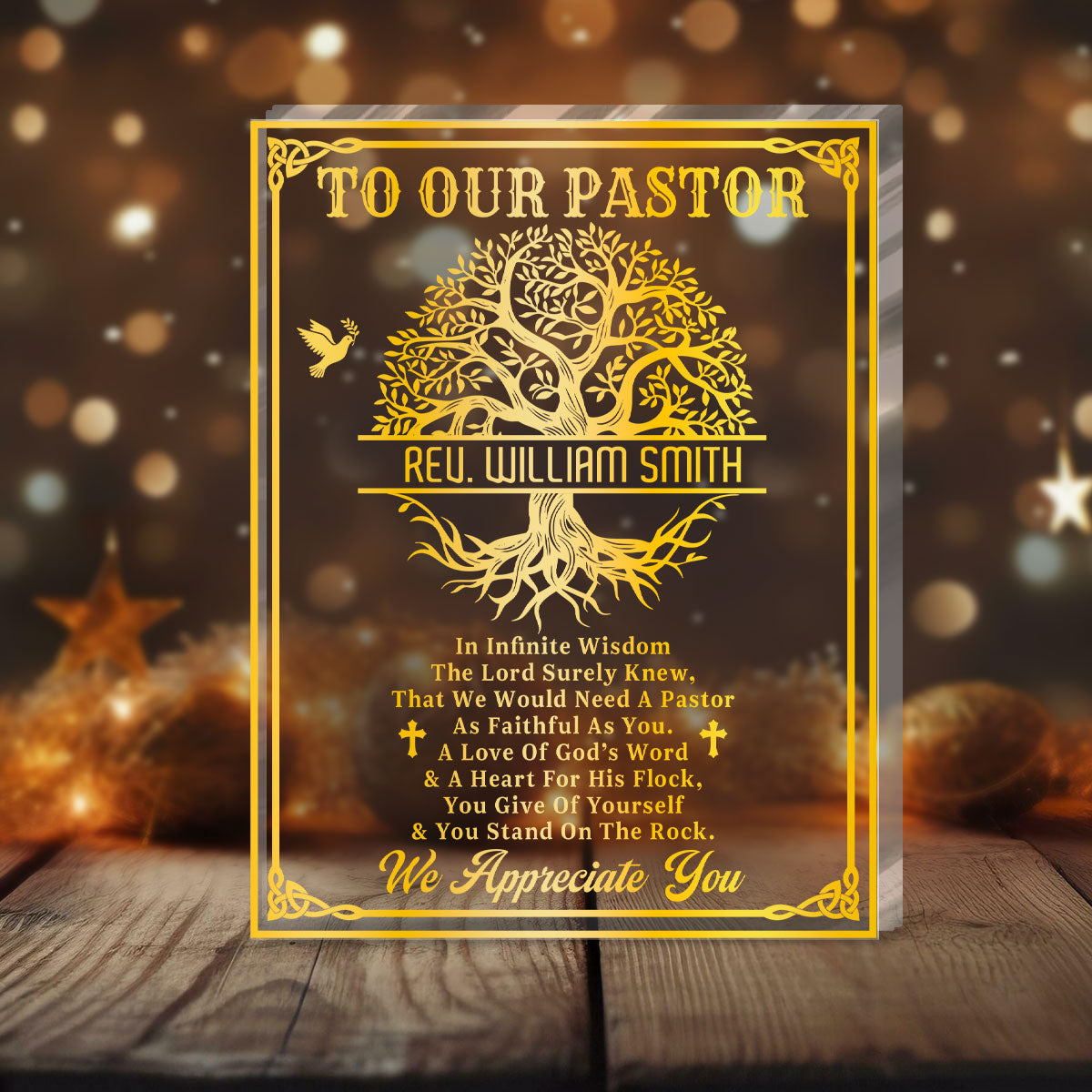Faithful Servant Pastor - Personalized Custom Shaped Squared Acrylic Plaque