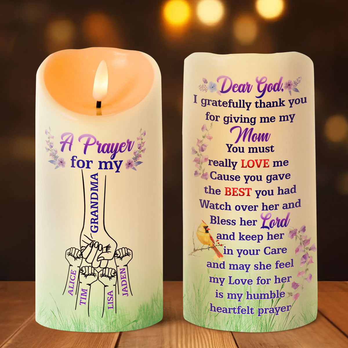 A Prayer For My Mom/Grandma/Aunt - Personalized Flameless LED Candle