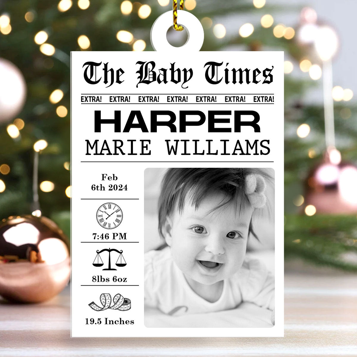 The Baby Times - Personalized 1-Side Acrylic Ornament