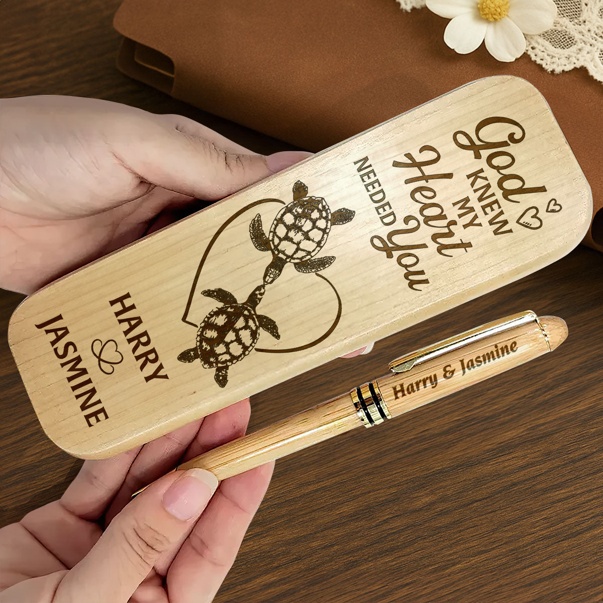 God Knew My Heart Needed You - Personalized Wooden Pen Set