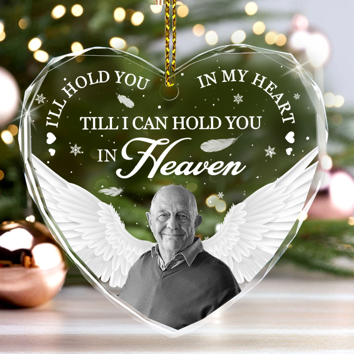 Till I Can Hold You in Heaven - Personalized Heart Shaped Glass Ornament