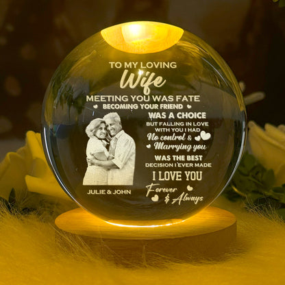 Meeting You Was Fate - Personalized Wooden Base Crystal Lamp