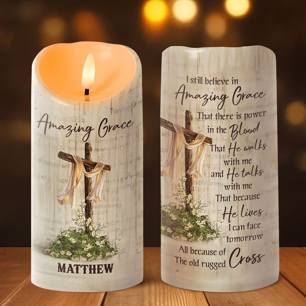 Amazing Grace - Personalized Flameless LED Candle