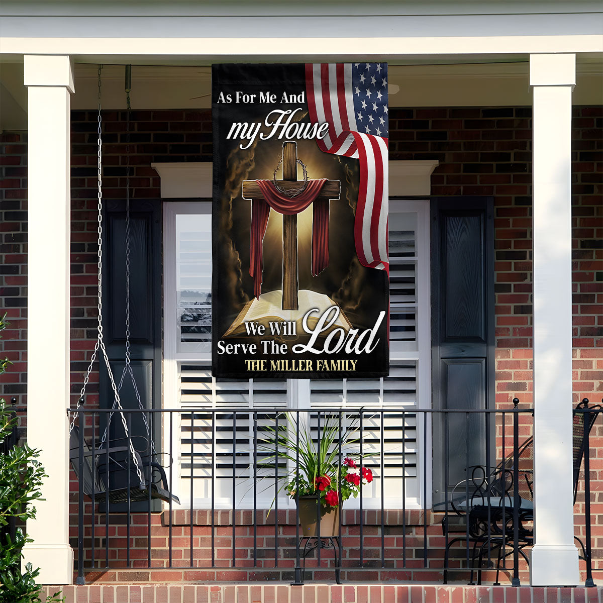 We Will Serve The Lord - Personalized Garden Flag