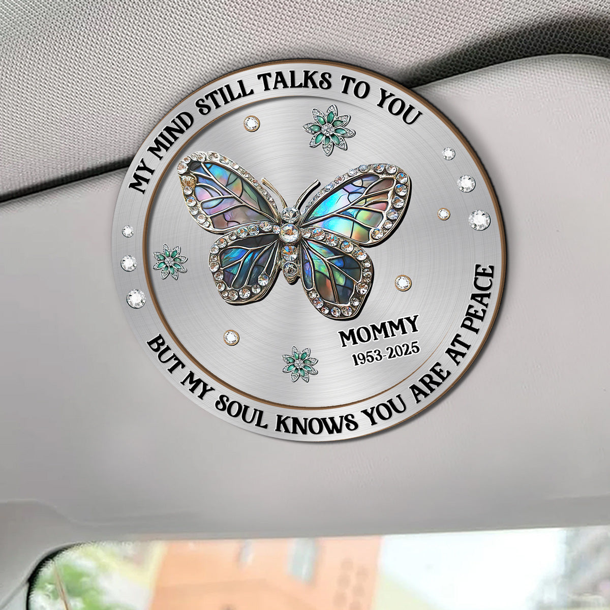 Memorial My Mind Still Talks To You - Personalized Car Visor Clip