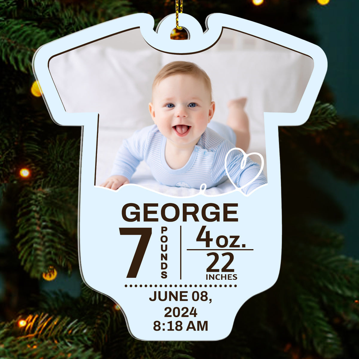 Baby's First Christmas Bodysuit - Personalized 1-Side Acrylic Ornament