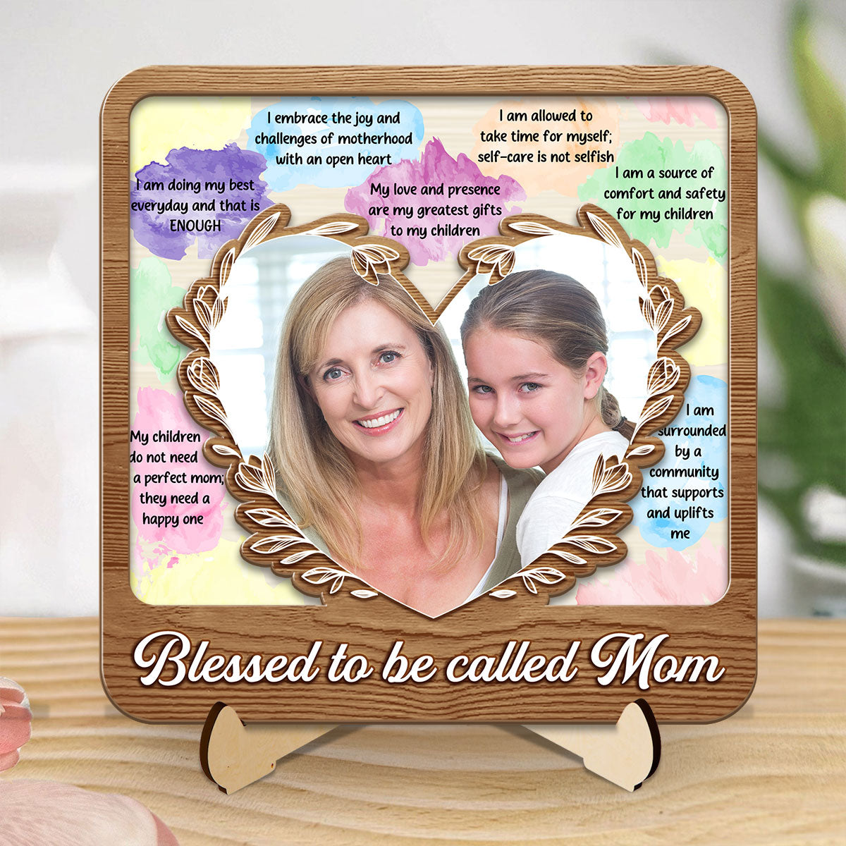 Mom's Affirmations - Personalized 2-Layered Wooden Plaque