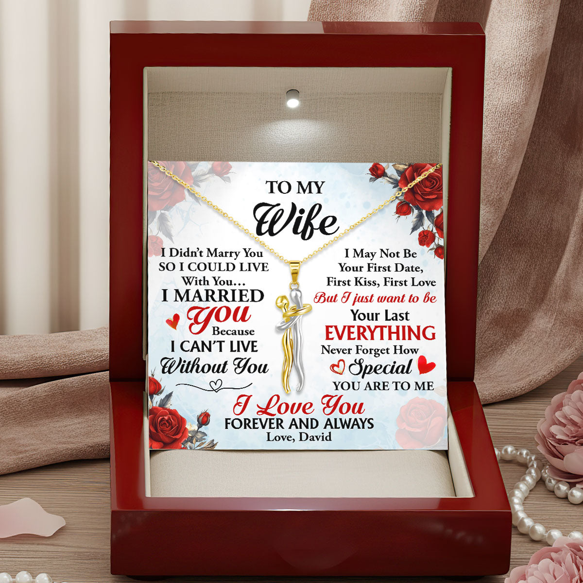 I Married You Because I Can't Live Without You - Personalized Hug Charm Necklace