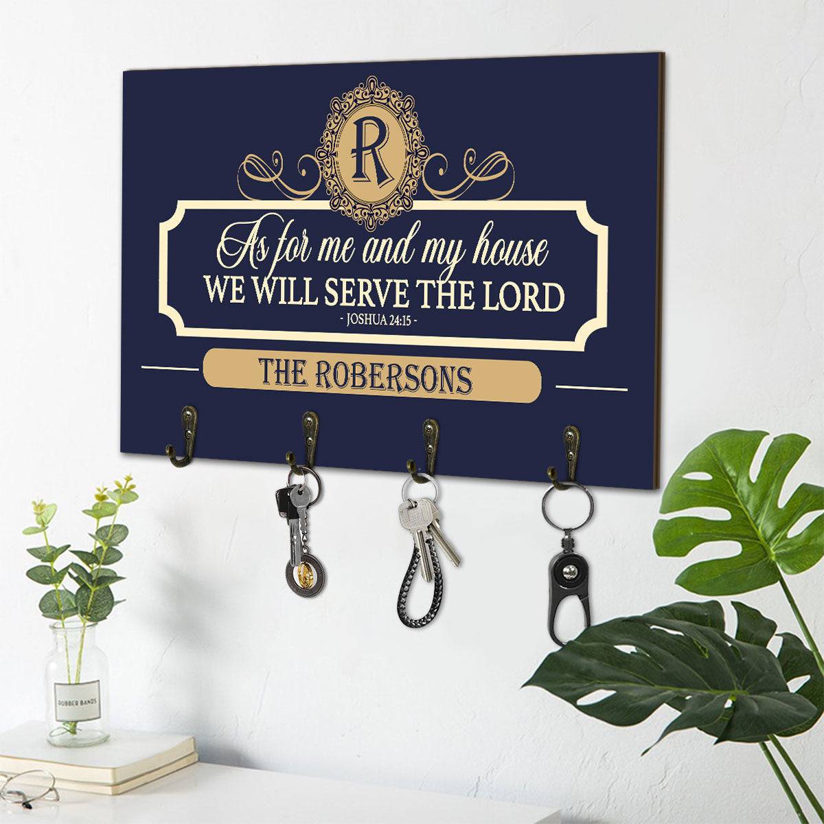 As For Me And My House We Will Serve The Lord - Personalized Key Holder FCUWKHCSLEH1740M