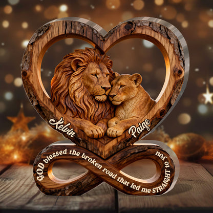 God Blessed The Broken Road That Led Me Straight To You - Personalized Custom Shaped Squared Acrylic Plaque