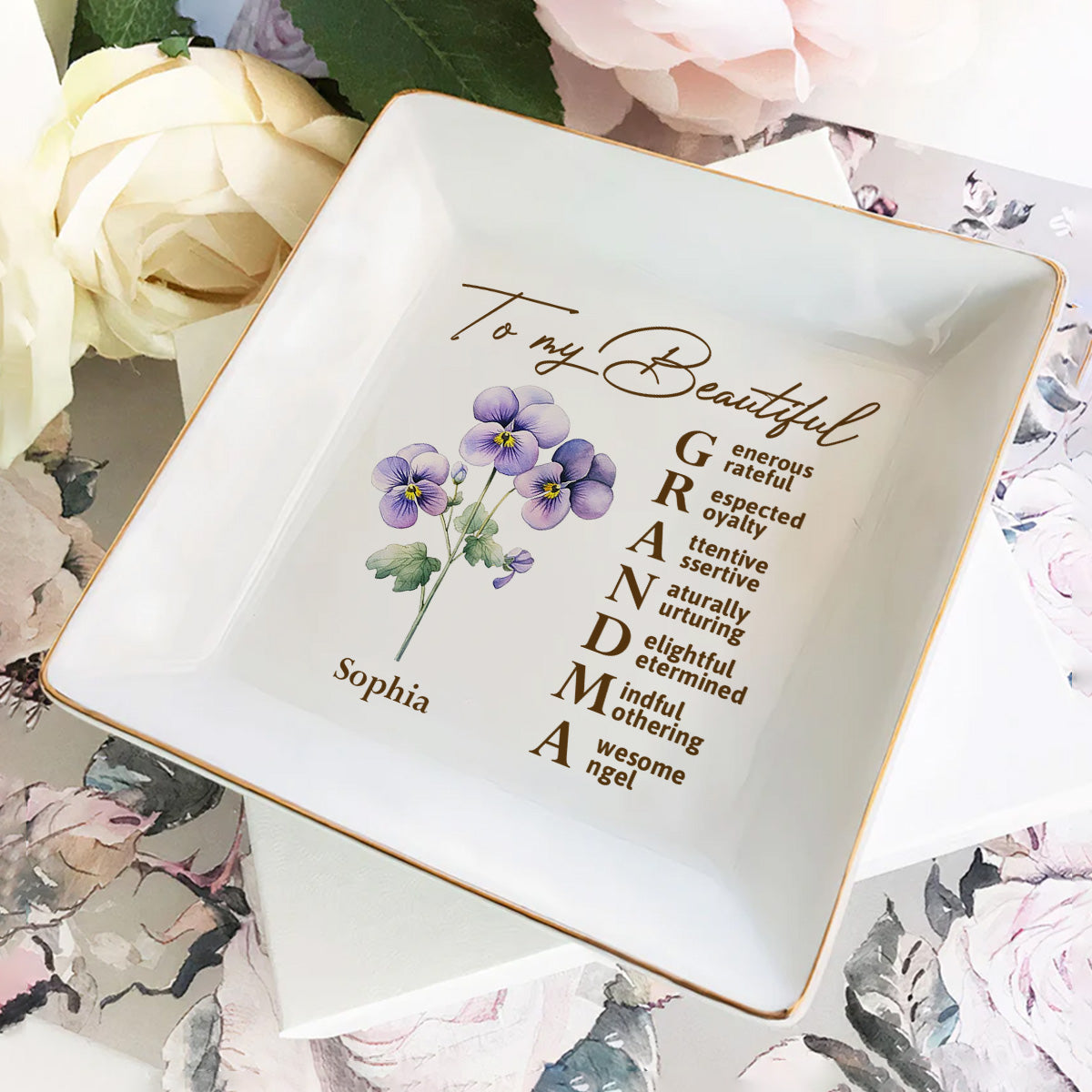 To My Beautiful Grandma - Personalized Jewelry Dish