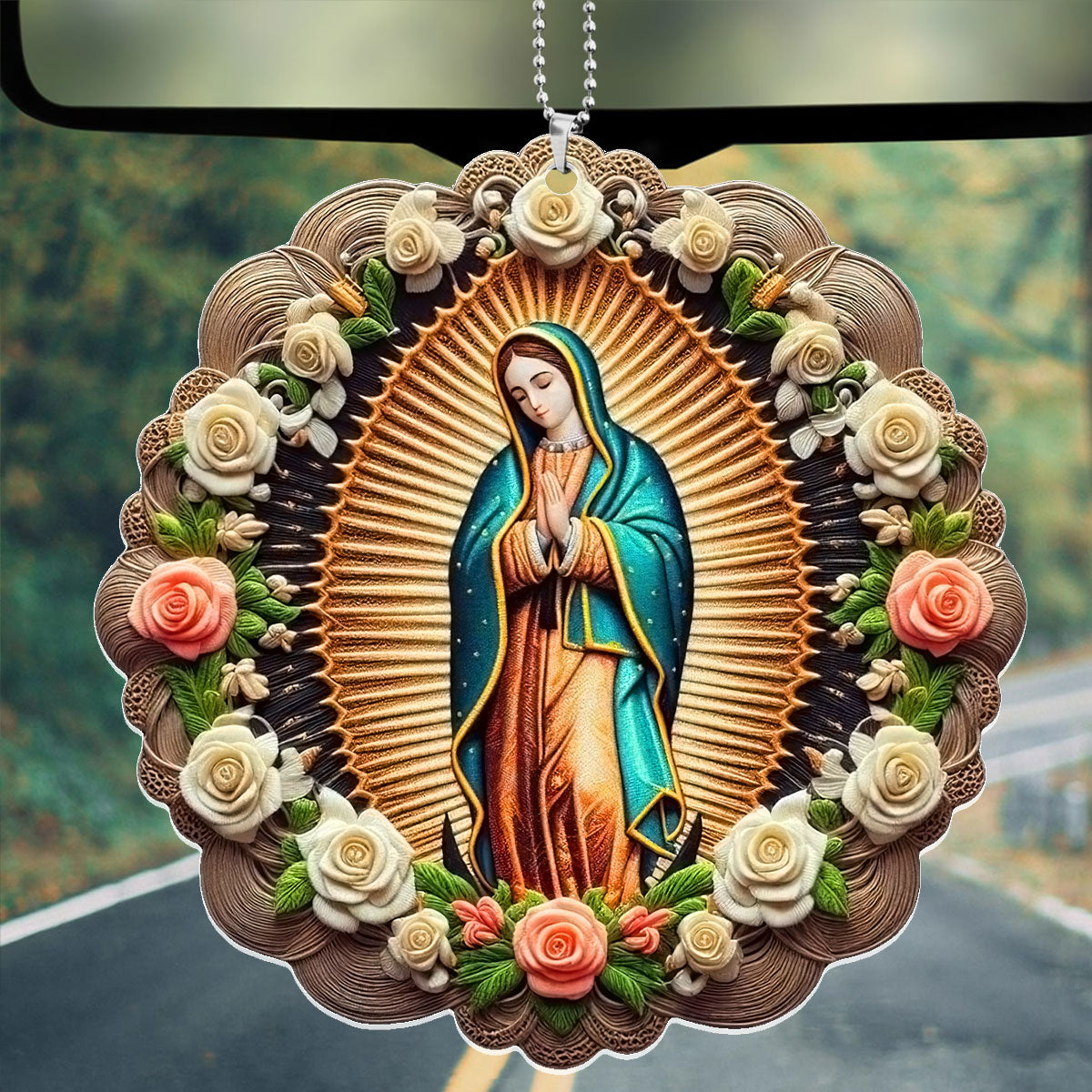 The Virgin Mary Retro Style - 1-Side Car Acrylic Hanging Ornament