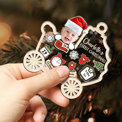 Custom Photo Baby First Christmas - Personalized 3 Layered Christmas Shaker Ornament FCCSOLETN2164M