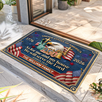 As For Me And My House We Will Serve The Lord - Personalized Doormat